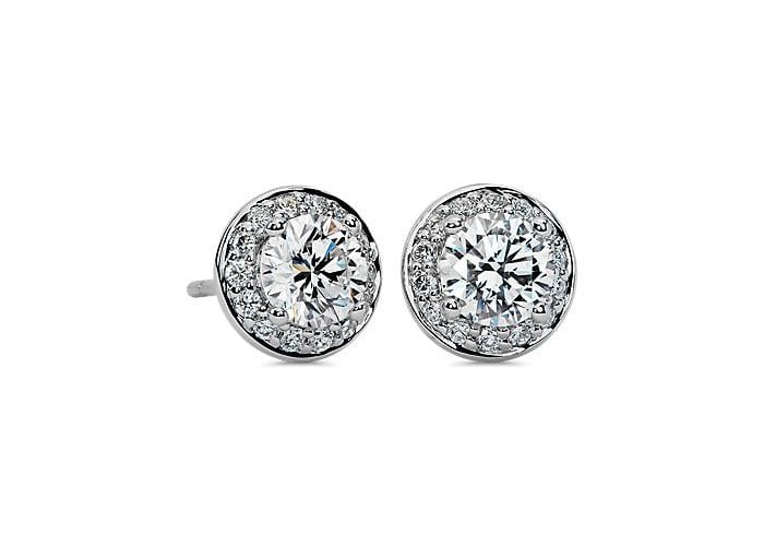 LIGHTBOX Lab-Grown Diamond Round Halo Earrings in 14k White Gold Blue Nile