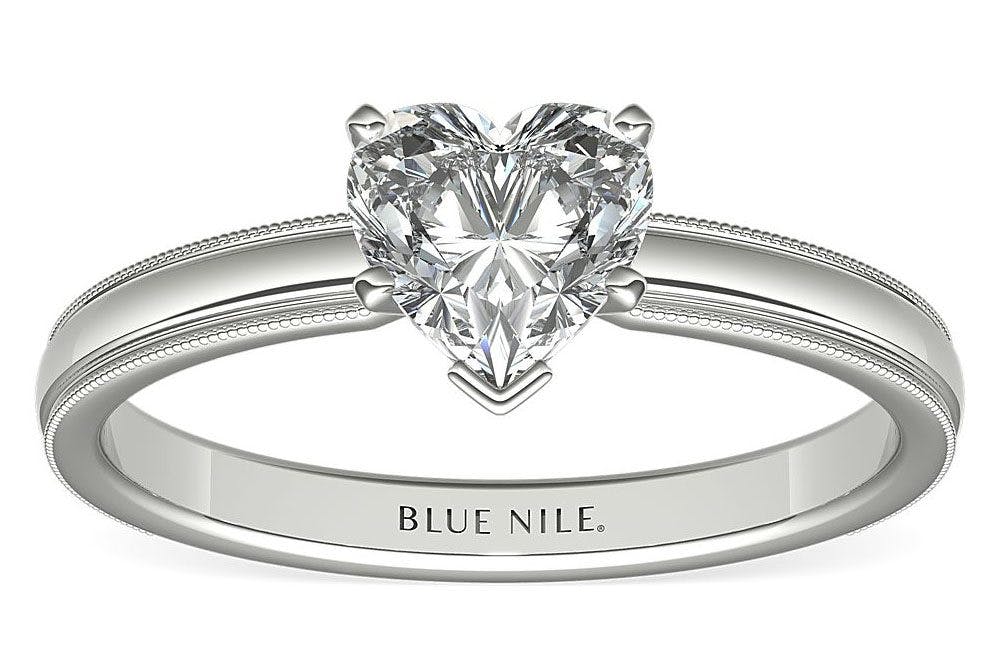 Milgrain Comfort Fit Solitaire Engagement Ring in Platinum Blue Nile
