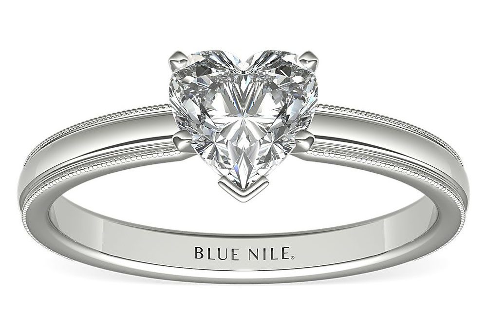 Milgrain Comfort Fit Solitaire Engagement Ring in Platinum Blue Nile