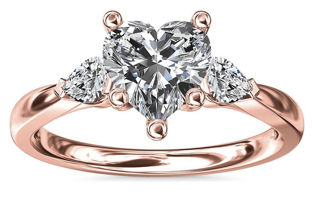 Pear Sidestone Diamond Engagement Ring in 14k Rose Gold Blue Nile