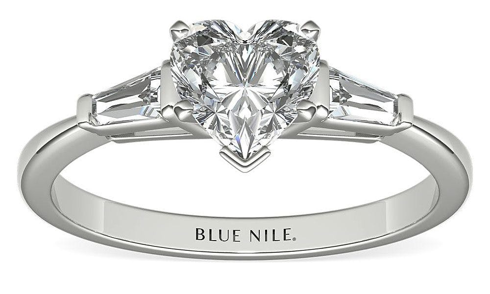 Tapered Baguette Diamond Engagement Ring in Platinum Blue Nile