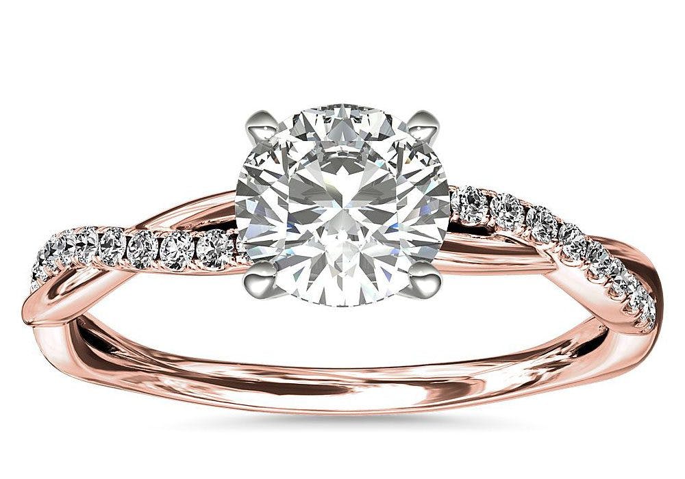 Petite Twist Diamond Engagement Ring in 14k Rose Gold Blue Nile
