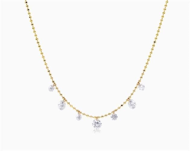 14K Yellow Gold Alternating Pierced Diamond Choker Necklace by Brevani