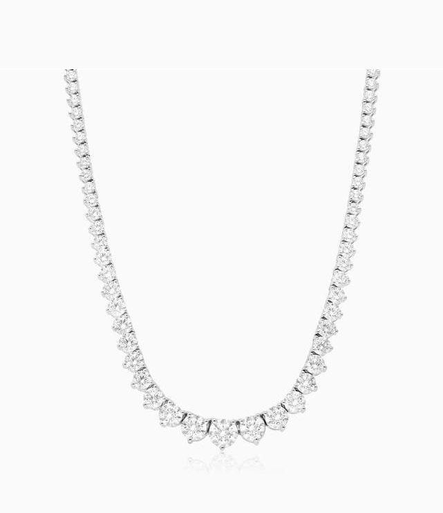 14K White Gold Three Prong Graduating Diamond Tennis Necklace James Allen