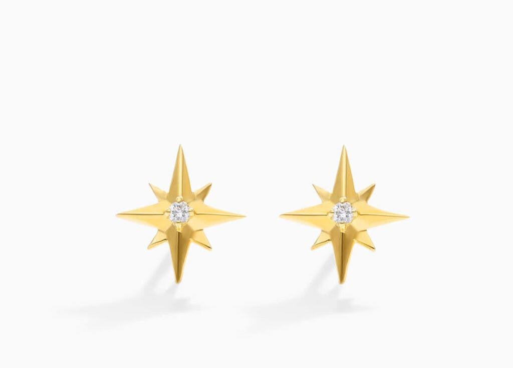 14K Yellow Gold North Star Diamond Fleck Earrings James Allen