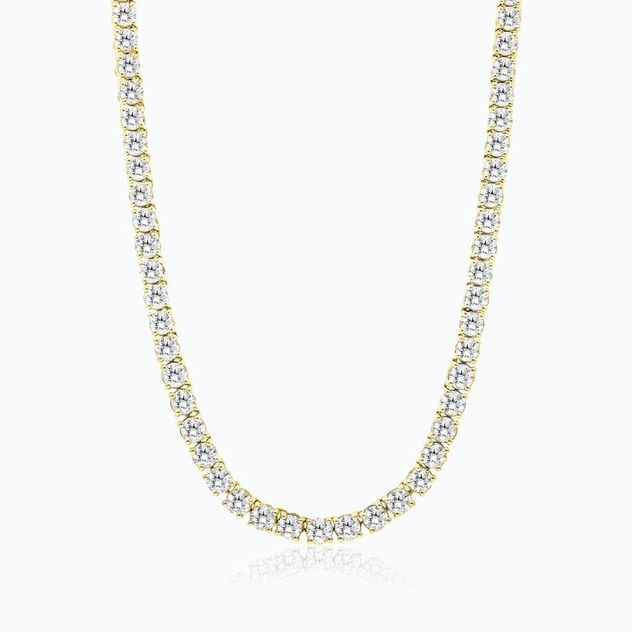 14K Yellow Gold Straight Lab Created Diamond Tennis Necklace (15.00 CTW - F-G / VS2-SI1) James Allen