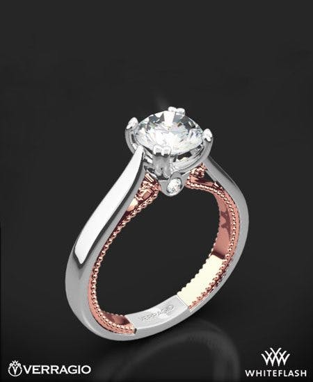 18k White Gold Verragio ENG-0418R-2T Couture Solitaire Engagement Ring with Rose Gold Inlay White Flash - vacation proposal guide