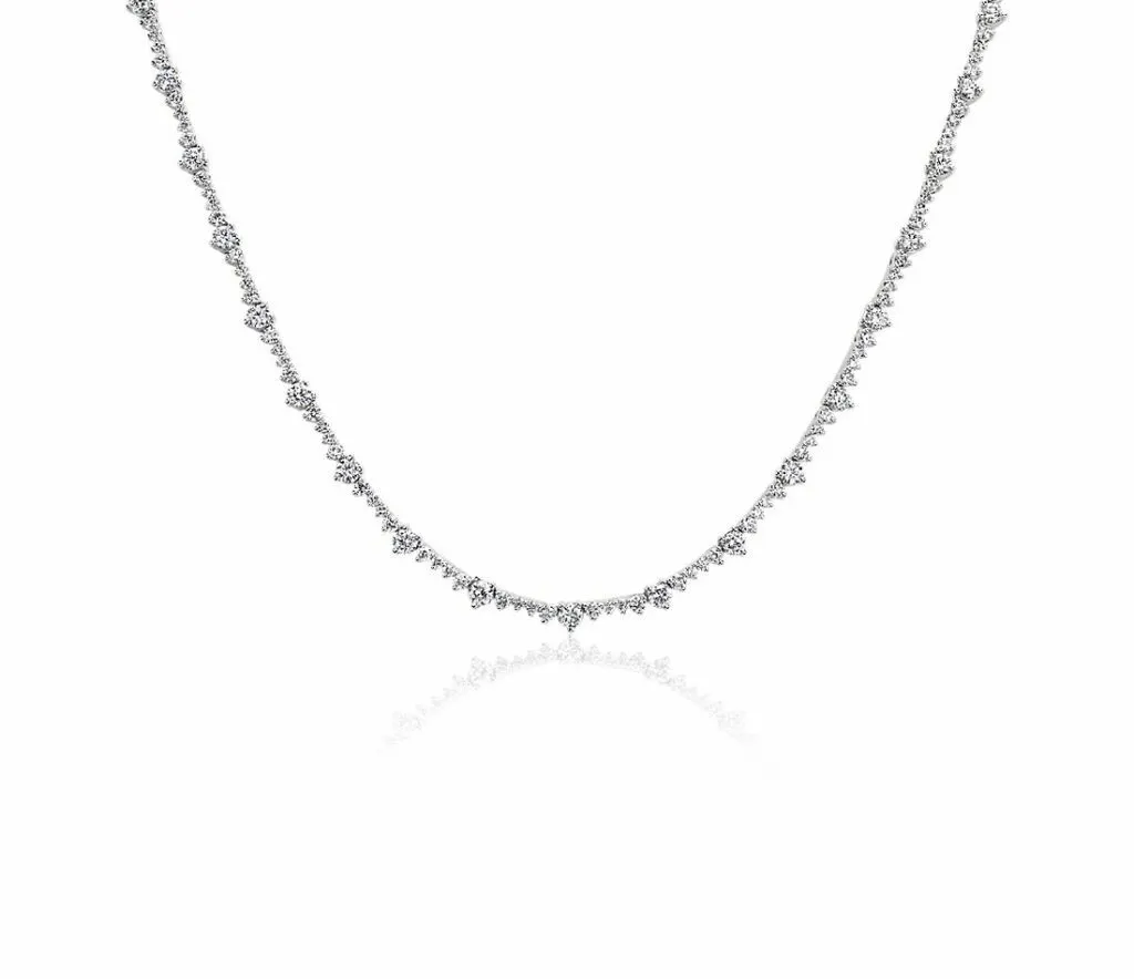 Alternating Diamond Eternity Necklace in 14k White Gold Blue Nile