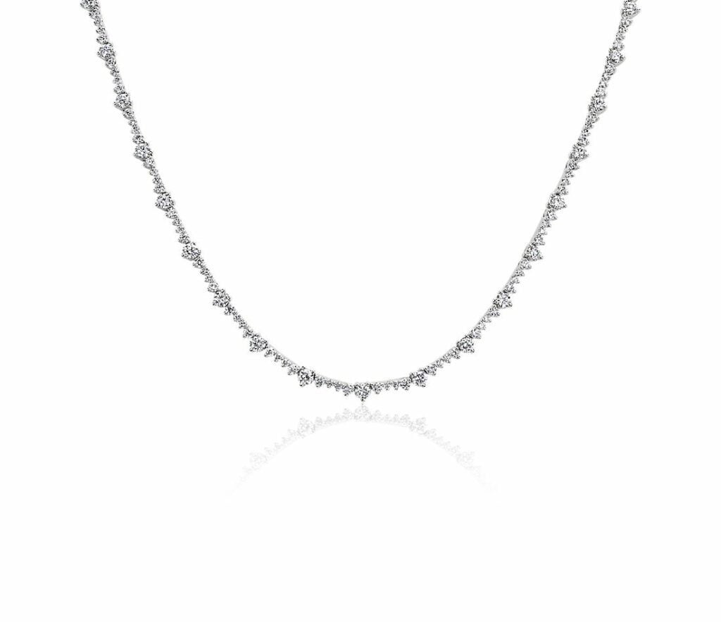 Alternating Diamond Eternity Necklace in 14k White Gold Blue Nile