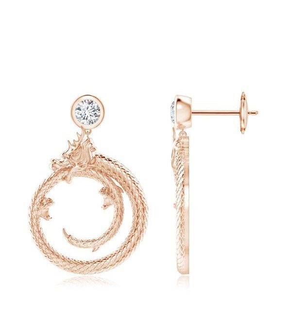 Natori x Angara Small Dragon Ear Danglers With Diamond Angara - Diamond Jewelry Valentine's Day