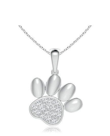 Pavé-Set Diamond Paw Print Pendant Angara - Diamond Jewelry Valentine's Day