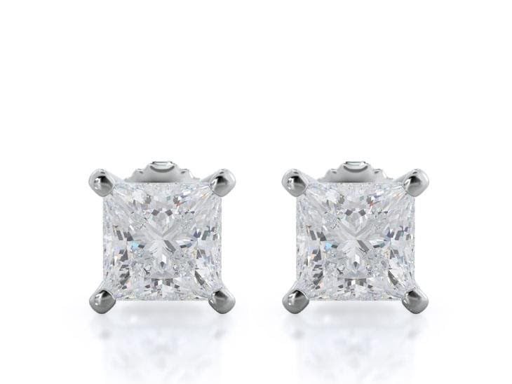 Princess Natural Diamond Stud Earrings With Clarity