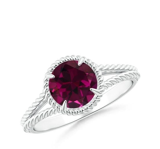 Rhodolite Twist Rope Split Shank Ring Angara