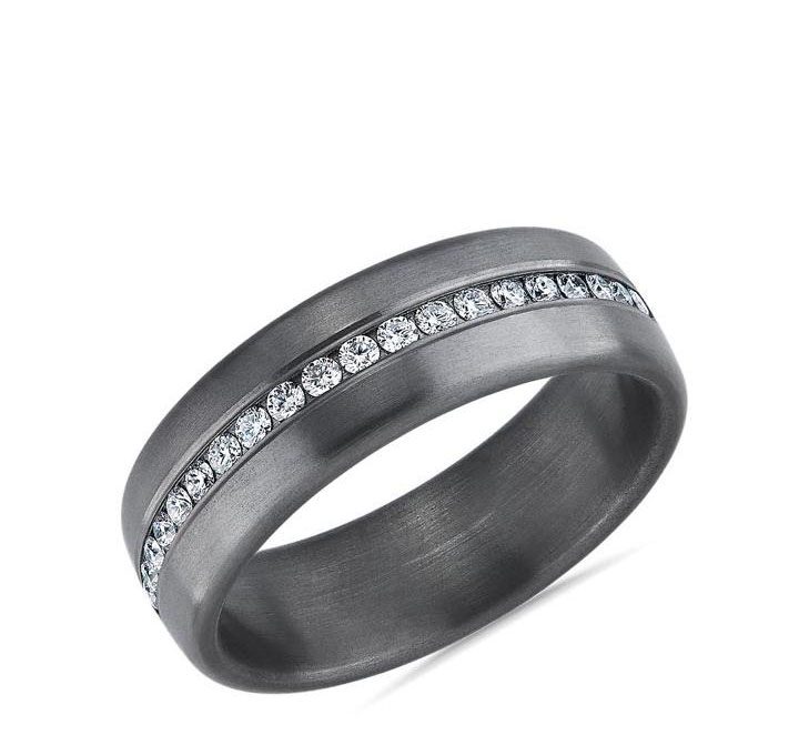 Satin Finish Diamond Wedding Band - Diamond Jewelry Valentine's Day