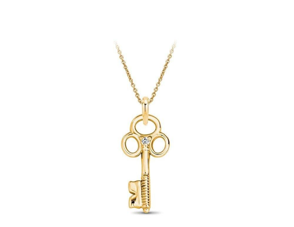 Skeleton Key Diamond Charm Pendant Ritani - Diamond Jewelry Valentine's Day