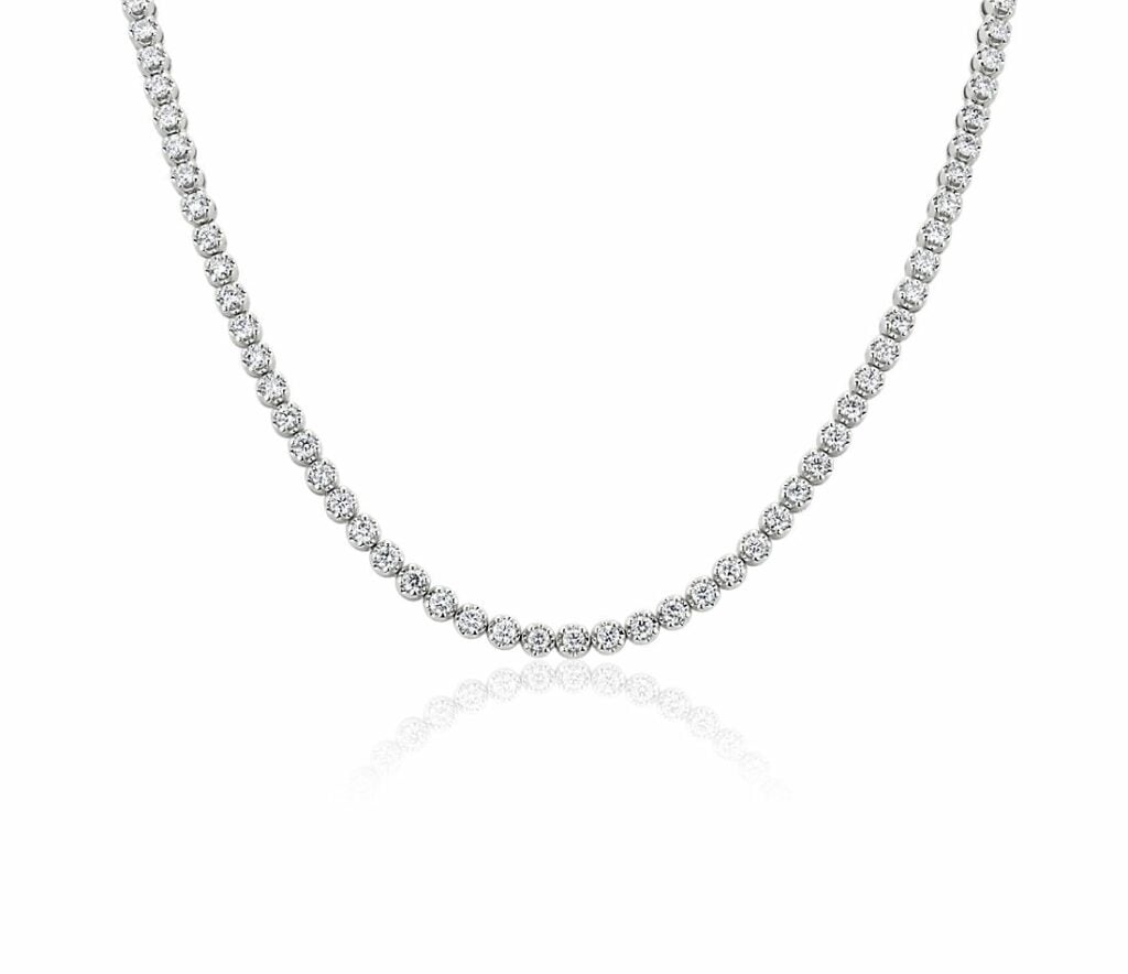 Straight Eternity Necklace in 14k White Gold Blue Nile