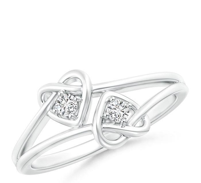 Two Stone Diamond Twin Heart Knot Ring Angara