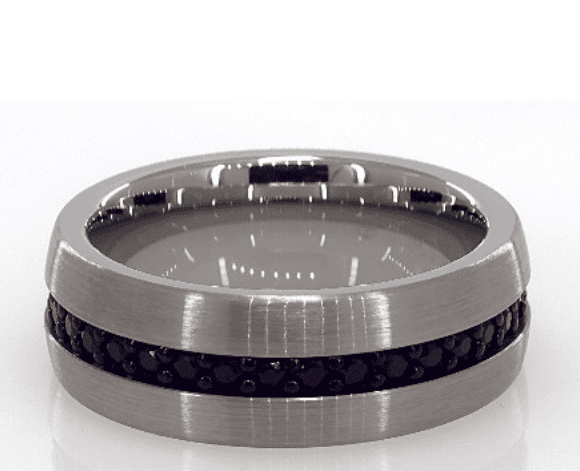 White Tungsten Carbide 8MM Black Sapphire Band by TRITON James Allen