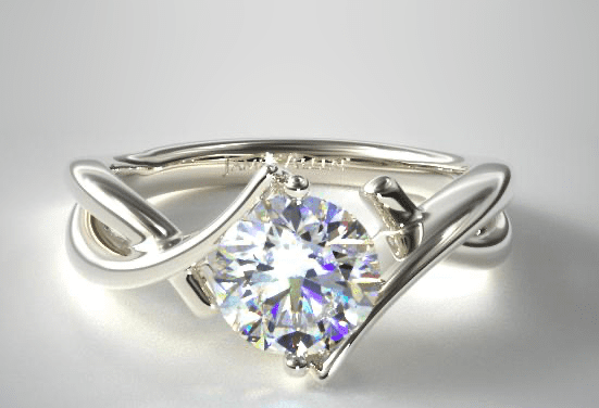 14K White Gold Ribbon Bypass Solitaire Engagement Ring James Allen - best places to propose in the USA