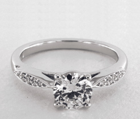 14K White Gold Tapered Bead Set Diamond Engagement Ring by Martin Flyer James Allen
