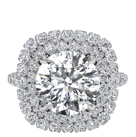 Double French-set Halo Diamond Band Engagement Ring Ritani