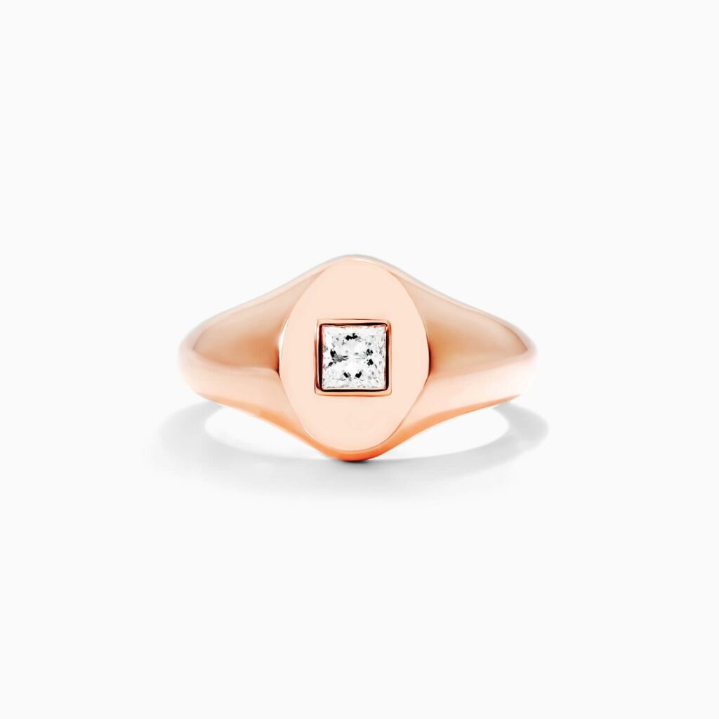 14K Rose Gold Princess Cut Diamond Signet Ring James Allen