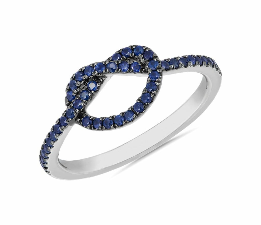 Blue Sapphire Love Knot Fashion Ring in 14k White Gold Blue Nile