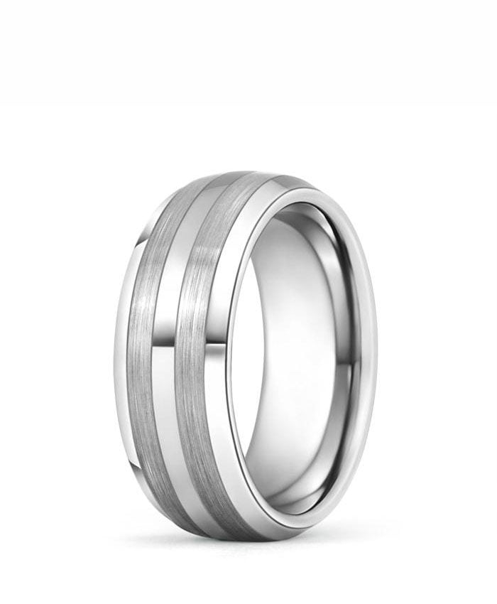 Comfort Fit Tungsten Carbide Men's Beveled Wedding Band Angara