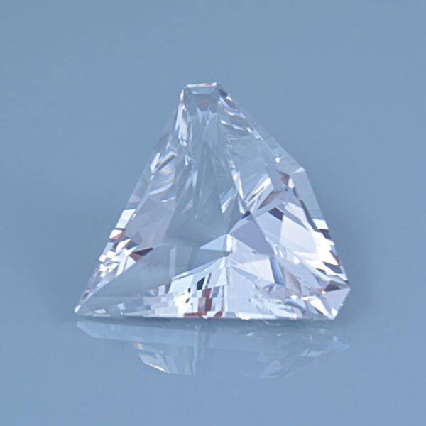 Finished version of Custom Triangular Shield Cut Danburite
