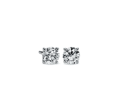 Diamond Stud Earrings in 14k White Gold Blue NIle