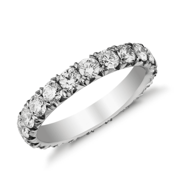French Pavé Diamond Eternity Ring in Platinum Blue Nile