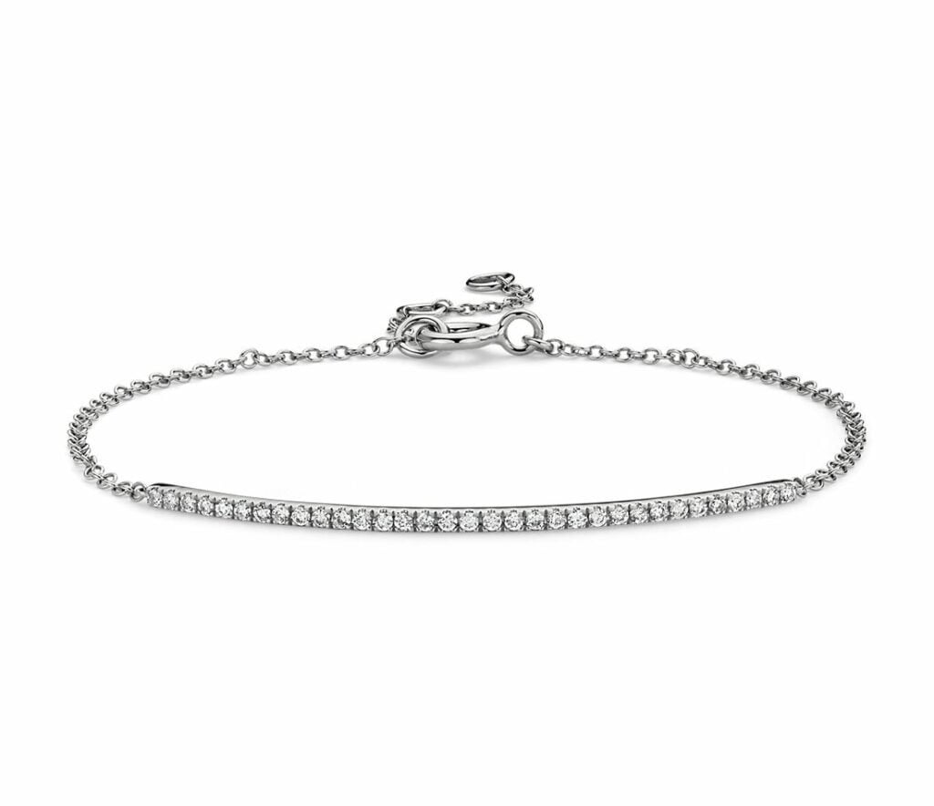 Mini Diamond Bar Bracelet in 14k White Gold Blue Nile