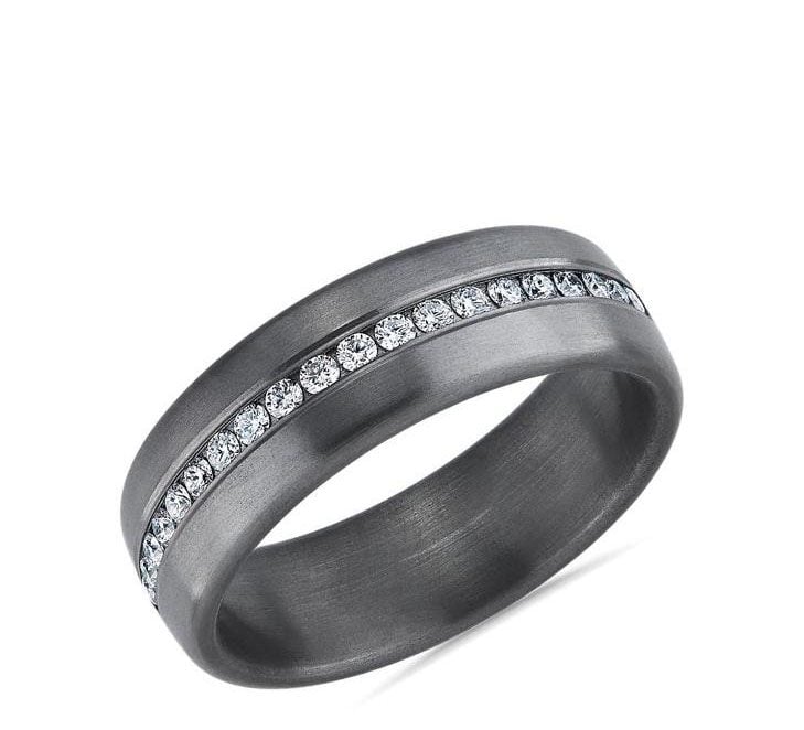 Satin Finish Black Diamond Wedding Band Blue Nile