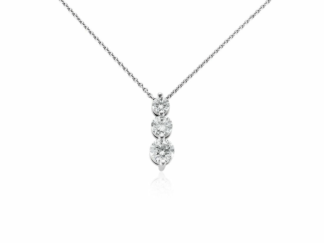 Three-Stone Drop Diamond Pendant in 18k White Gold Blue Nile