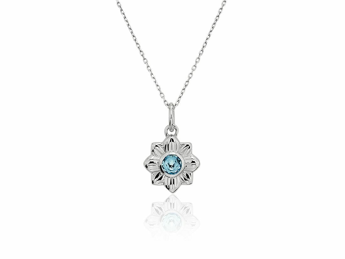 Topaz Petite Floral Charm Pendant in Sterling Silver Blue Nile