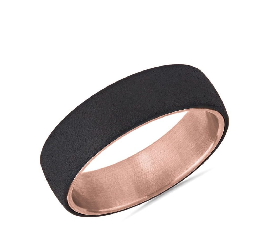 Two-Tone Stone Finish Wedding Band Blue Nile