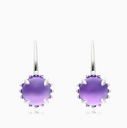 14K White Gold Amethyst Beaded Hook Earrings James Allen