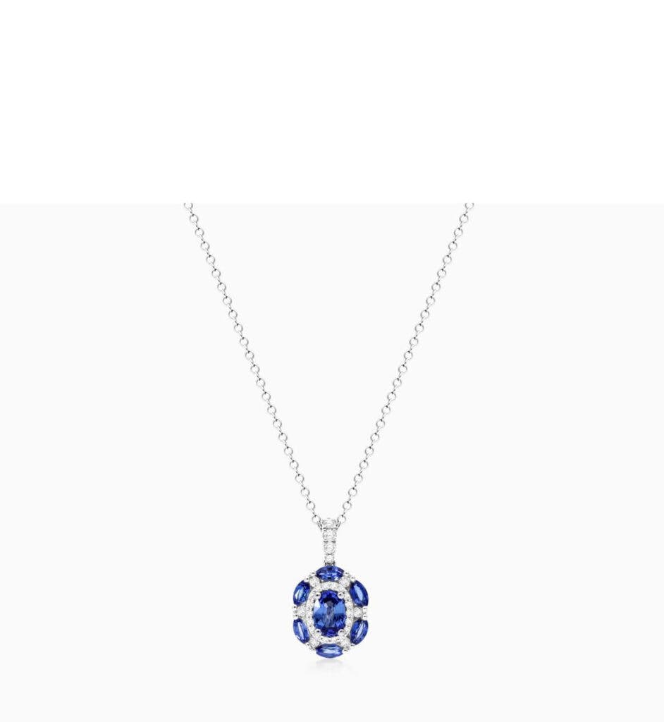 14K White Gold Imperial Sapphire and Diamond Necklace James Allen