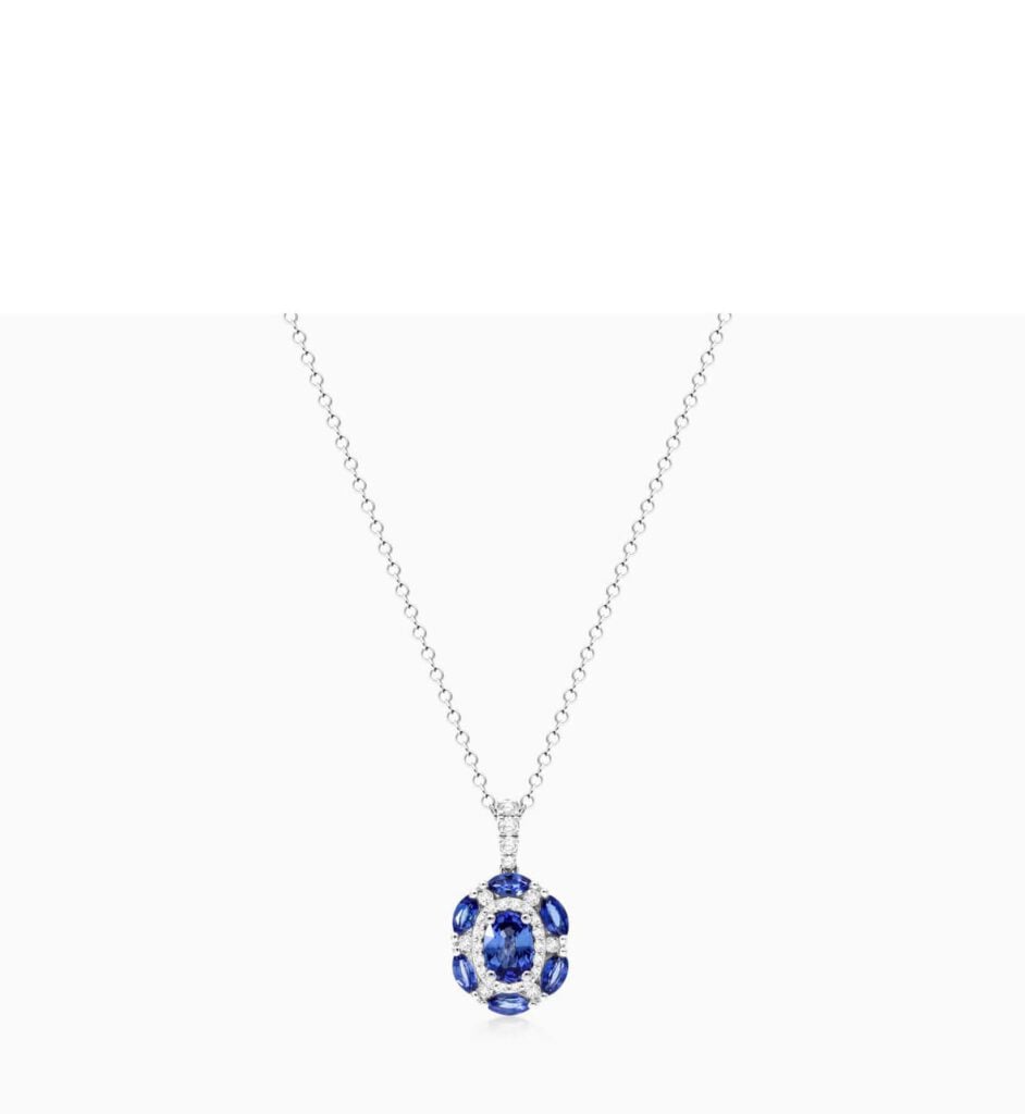 14K White Gold Imperial Sapphire and Diamond Necklace James Allen