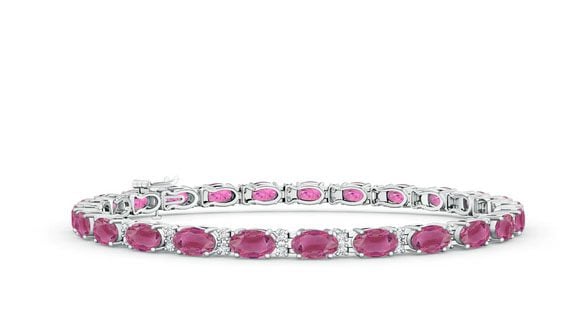 Classic Oval Pink Tourmaline and Diamond Tennis Bracelet Angara