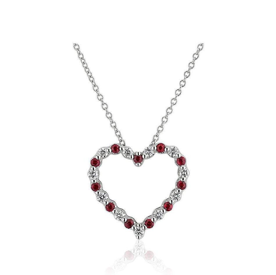 Floating Ruby and Diamond Heart Shaped Pendant Blue Nile