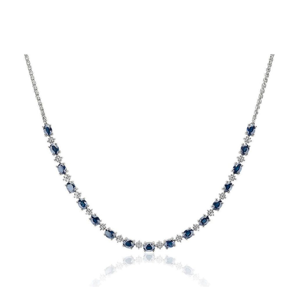Oval Sapphire and Round Diamond Necklace Blue Nile