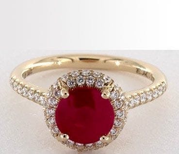 2.51 carat Round Natural Ruby Falling Edge Pavé Diamond Engagement Ring James Allen
