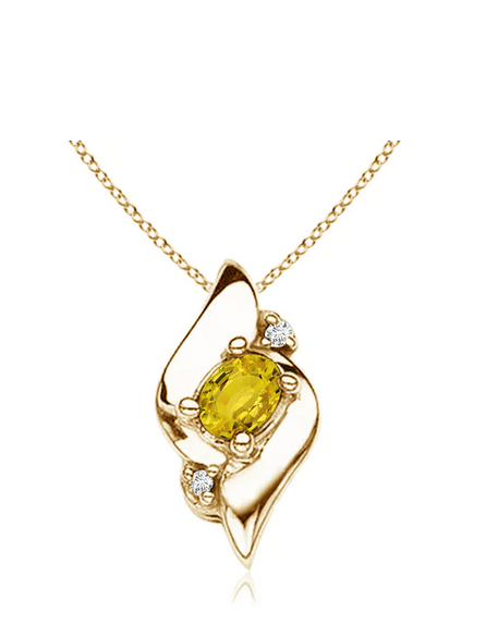 Shell Style Oval Yellow Sapphire and Diamond Pendant Angara