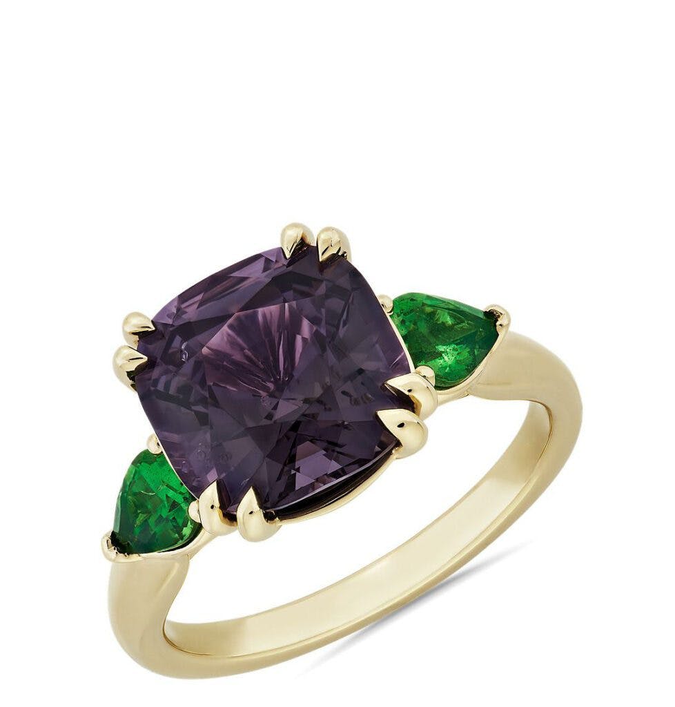 Spinel and Tsavorite Three Stone Ring Blue Nile