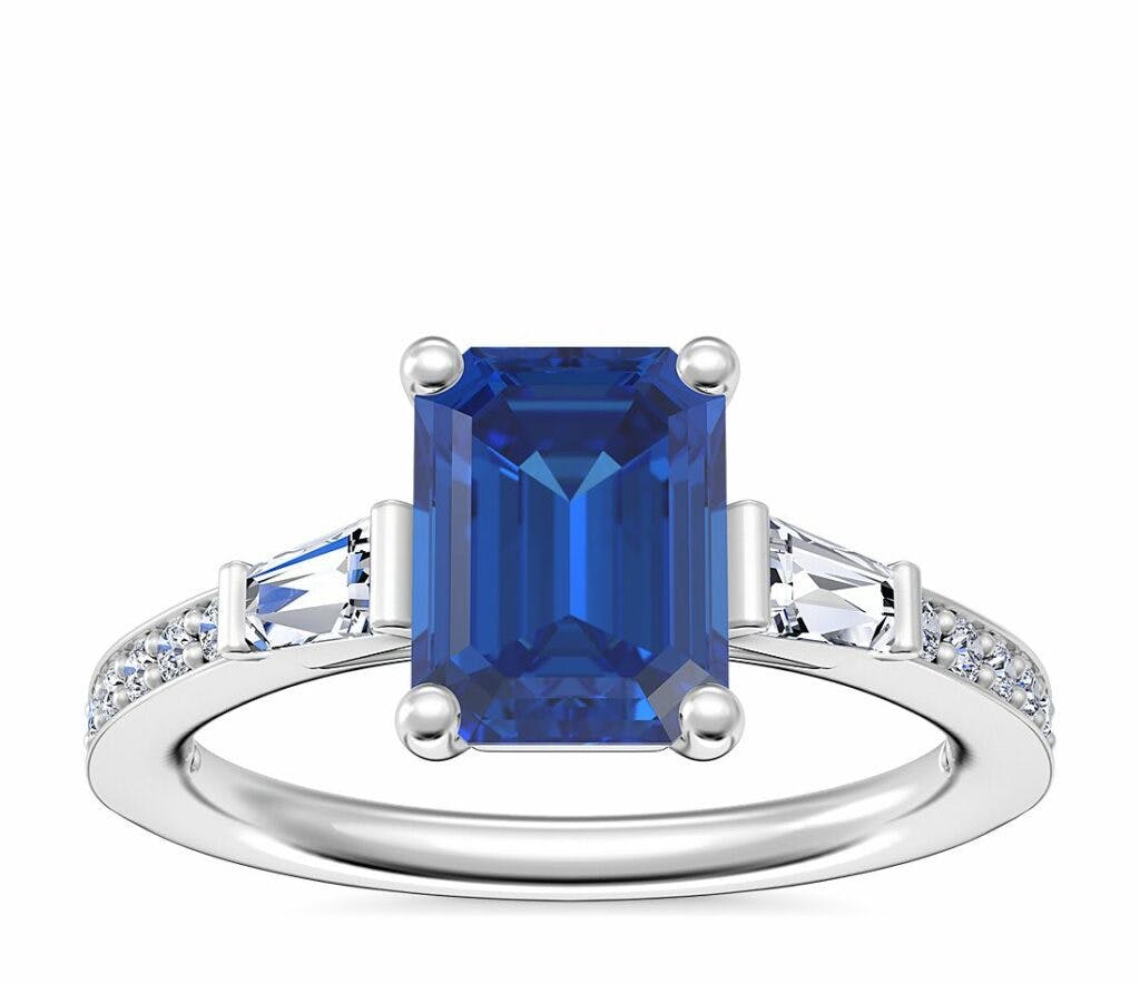 Tapered Baguette Diamond Cathedral Engagement Ring Blue Nile