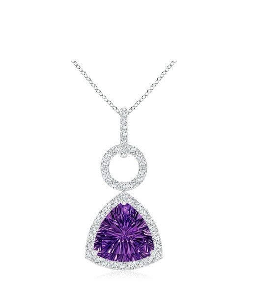 Trillion Concave-Cut Amethyst Open Halo Link Pendant Angara