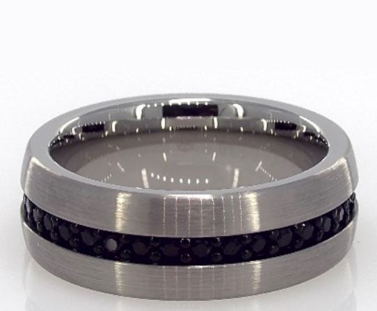 White Tungsten Carbide 8MM Black Sapphire Band by TRITON James Allen