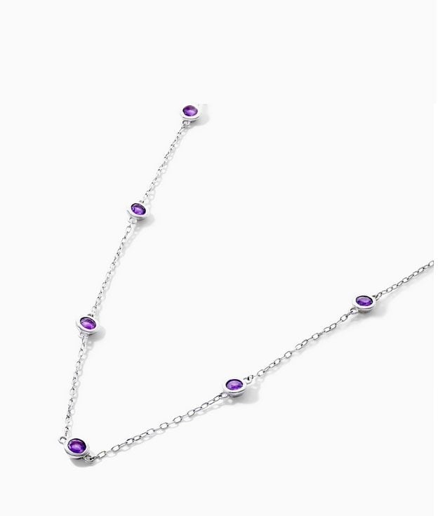 14K White Gold Amethyst Station Necklace James Allen