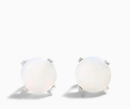 14K White Gold Opal Birthstone Earrings James Allen